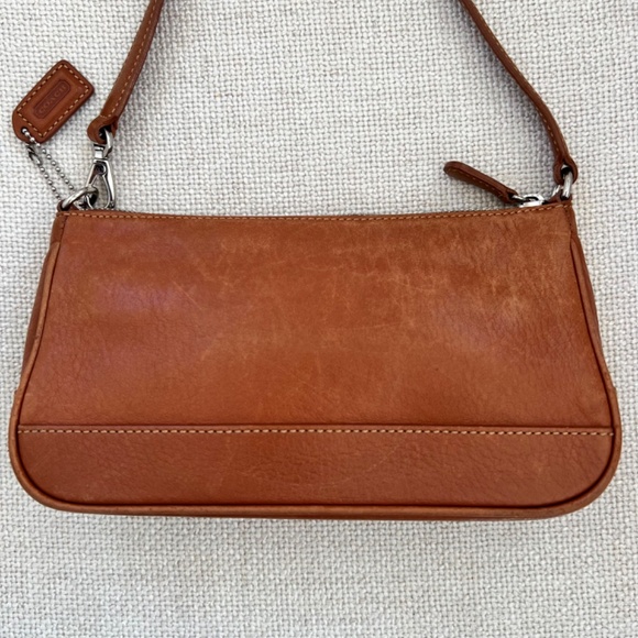 Vintage Y2K Coach Soft Brown Leather Demi Hampton Pochette Purse 7785 - Picture 4 of 12